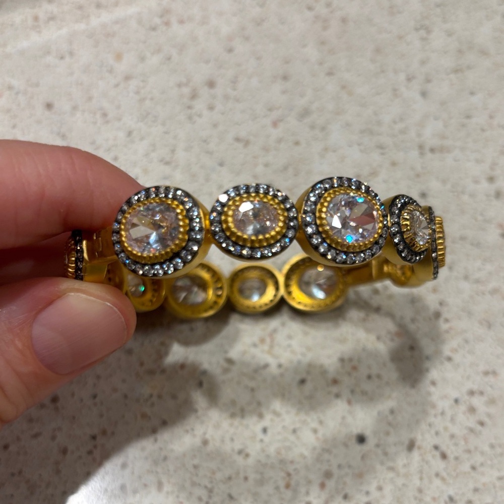 Dazzling Gold and Silver Crystal Bracelet 925 Freida Rothman Sterling